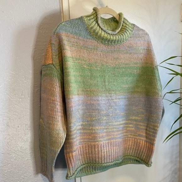 525 America Sweaters - 525 Space Dyed Crop Mock Neck Sweater Sz. L